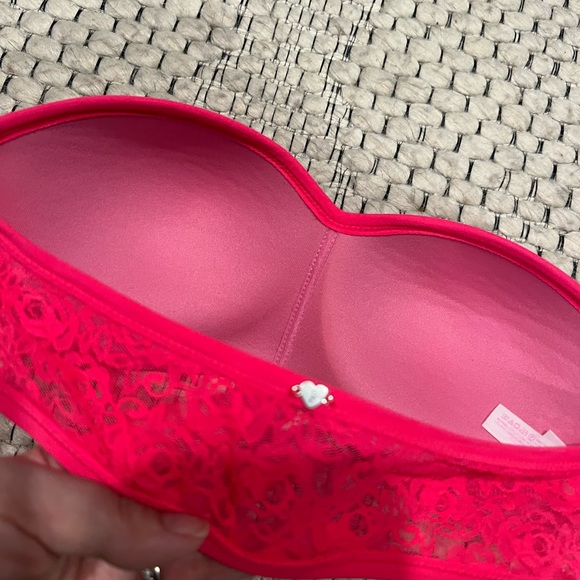 PINK bright coral lace bandeau - Picture 8 of 8